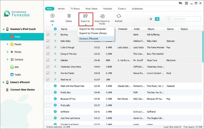 Transfer files between iPhone, iPad and iPod