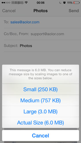 Scale sizes of photos